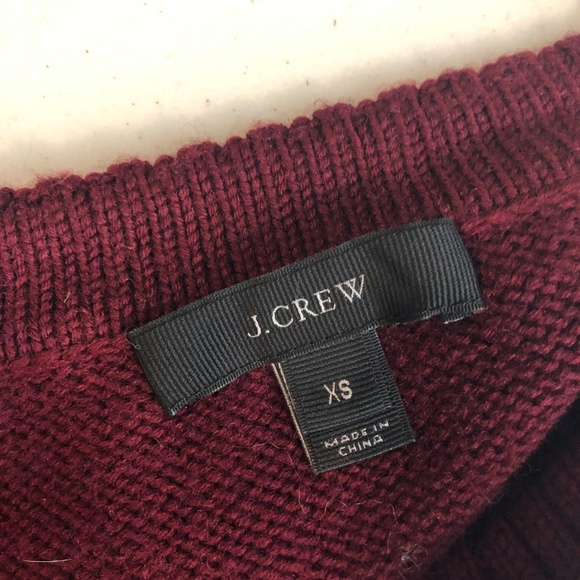 J.Crew Triple Tipped Sweater Burgundy Wool Stripe - Picture 3 of 7